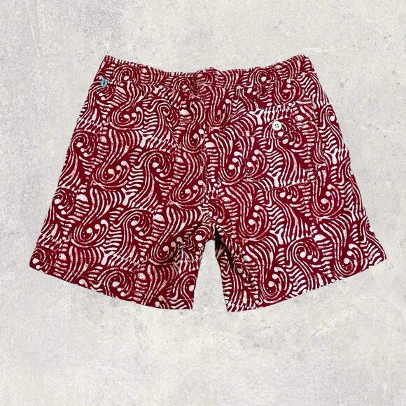 J Crew Stretch Swim Trunk in Red White Print Men’s Medium - NEW - Picture 2 of 8